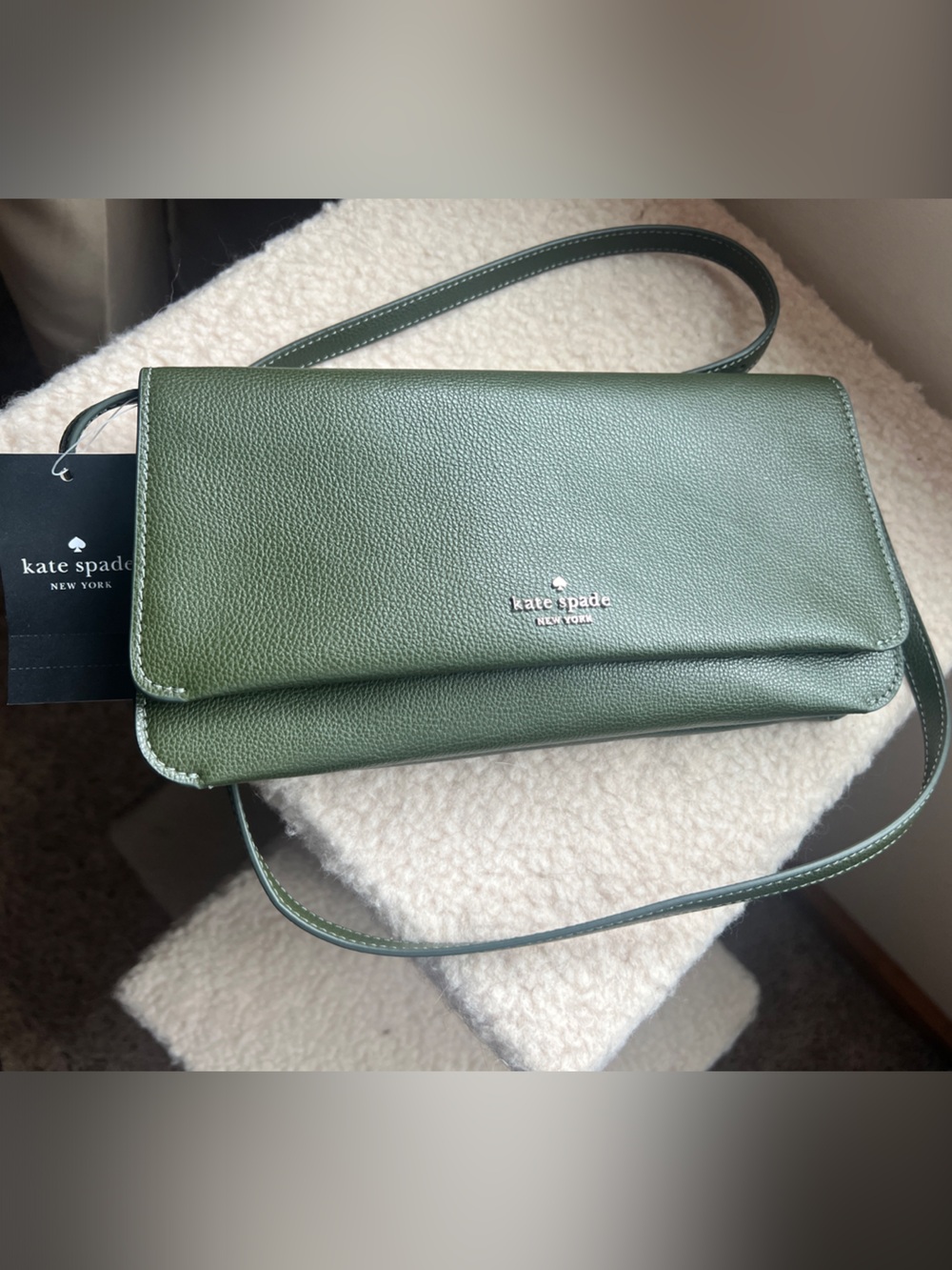 kate spade Green Pebbled Leather Shoulder Bag w/ matching wallet